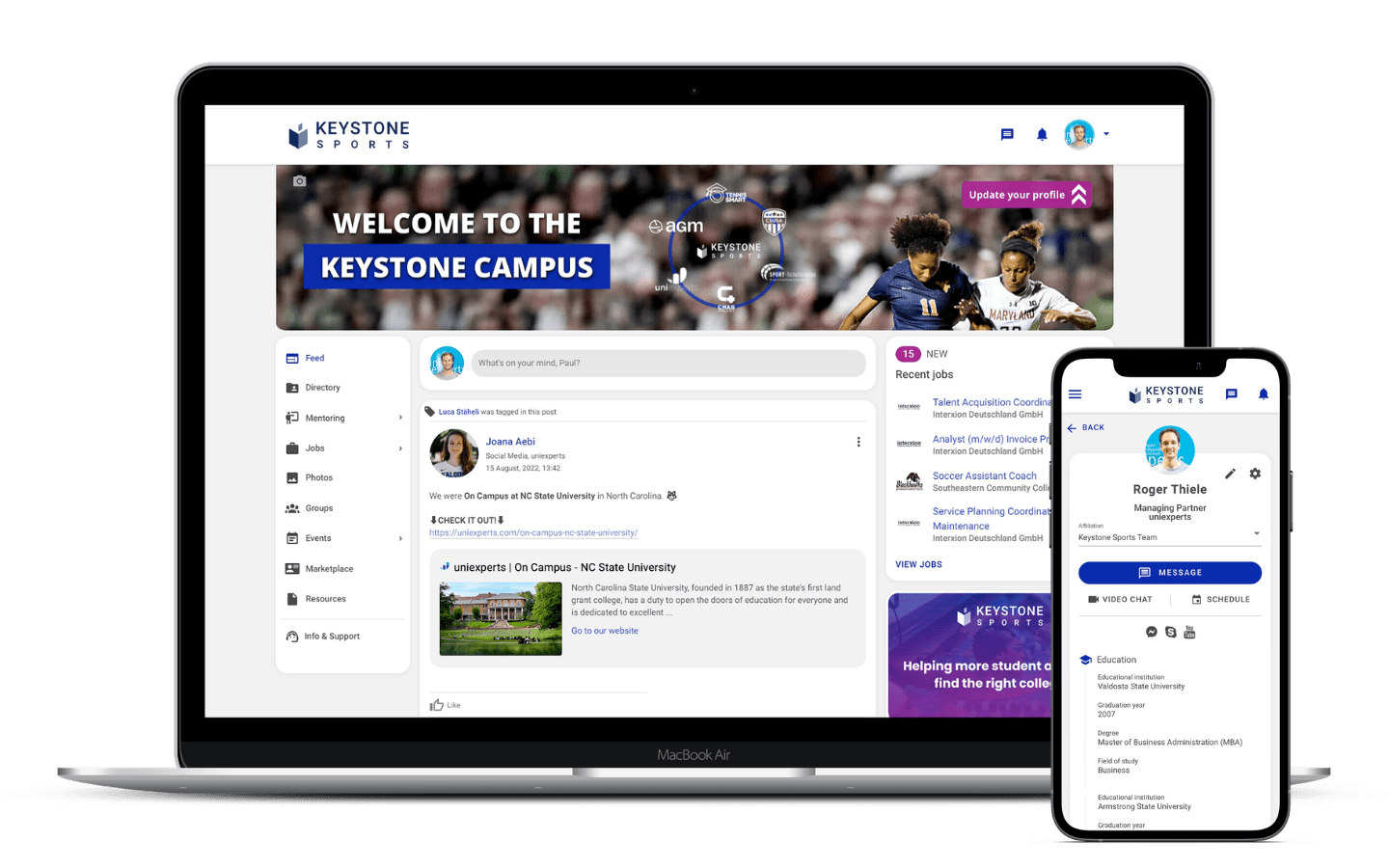 Keystone Campus platform mockup on a laptop and mobile phone